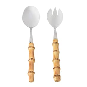 Kit 2 Peças Com Colher E Garfo Para Salada Bamboo Real Kenya