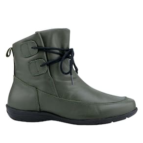 Bota Feminina Rasteira de Couro Verde Moderna Moda Blogueira