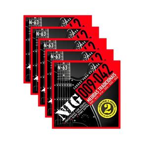 Kit 10 Jogos Encordoamento Guitarra Nig N-63 .009 - 042”