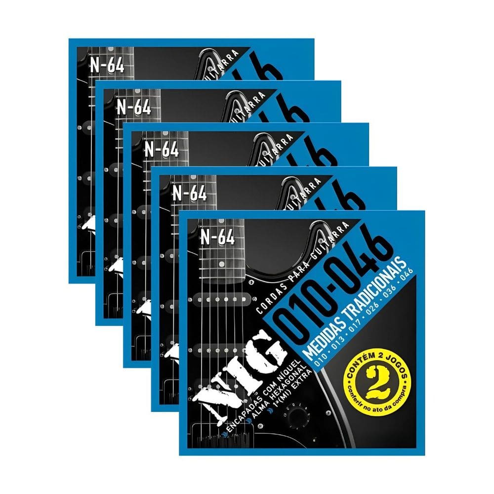 Kit 10 Jogos Encordoamento Guitarra Nig N-64 .010”