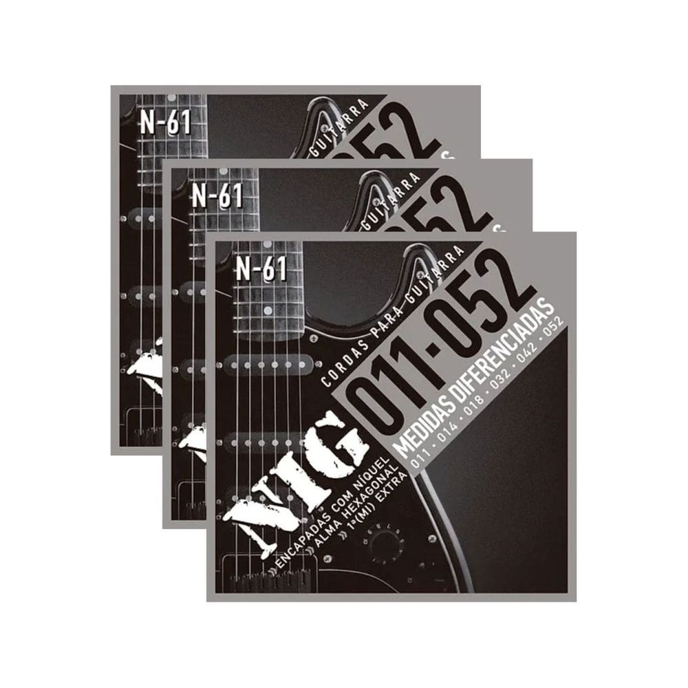Kit 3 Encordoamento Guitarra Níquel Nig N-61.011”
