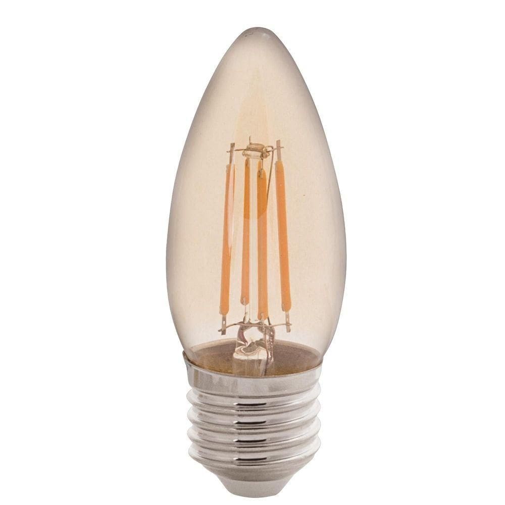 Lâmpada Led De Filamento Vela Tramontina C35 Base E27 4 W 2200 K Luz Amarela âmbar Tramontina
