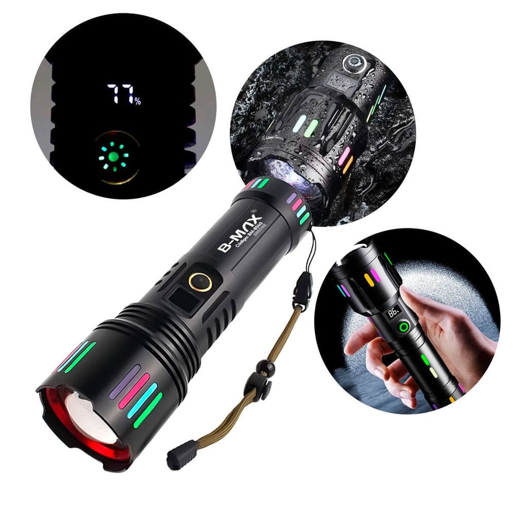 Lanterna LED de Alta Potência com Zoom Ajustável e Bateria Recarregável