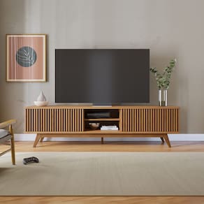 Rack Ripado Grande para TV até 75 Pol 220x56cm Fortaleza Freijó