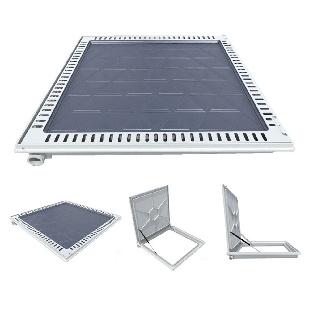 Tampa Piscina Ventilada Casa Máquina 80x80cm Rebaixo Cinza