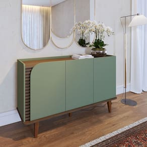 Balcão Buffet com 3 Portas 136x79cm Jurerê Hortelã Amêndoa