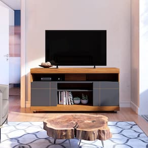 Rack para TV até 47 Pol com 2 Portas 136x68cm Yara Noce Preto