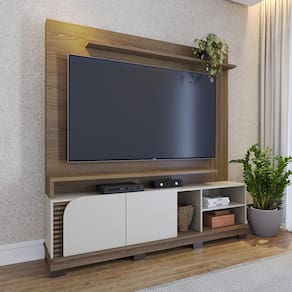 Estante Grande para TV 75 Pol 182x187cm Jurerê Amêndoa Off White