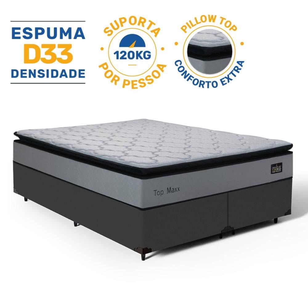 Cama Box com Colchão de Espuma D33 Pillow Top Maxx Queen 158cm