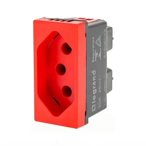 Tomada 2P+T 20A 250V B. Parafuso 1M Vermelha 615079VM
