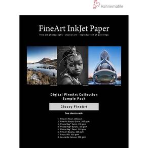 Pacote de amostras de papel Hahnemühle FineArt Glossy Inkjet 14 folhas