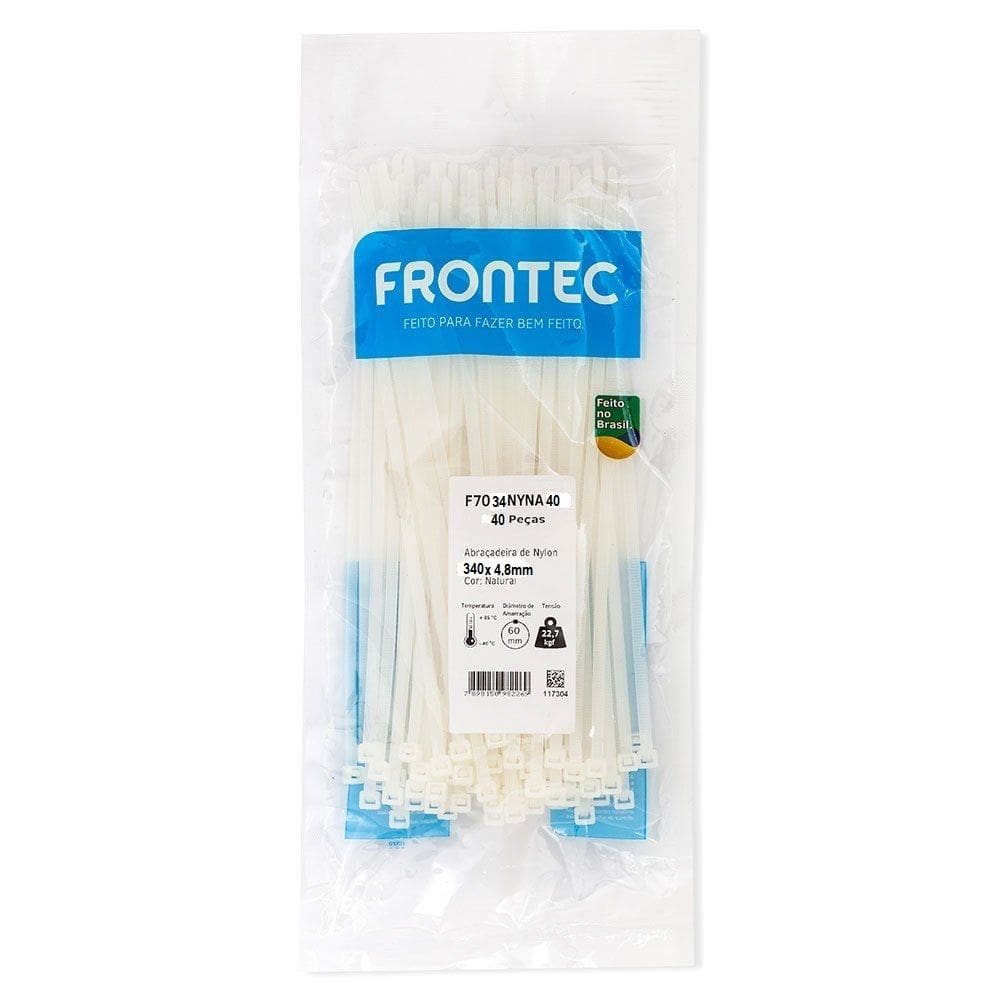 Abraçadeira NYLON 4,8 X 340MM Branca Frontec 40UN