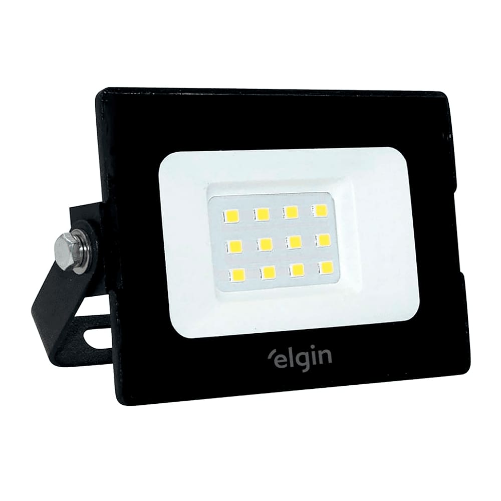 Refletor LED ELGIN 10W 6500K Preto.