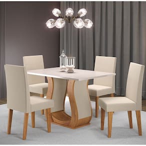 Mesa De Jantar Retangular Sure Com 4 Cadeiras Venus - Casa Giulia