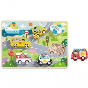 Brinquedo Didatico Tabuleiro De Encaixa Transportes Th634