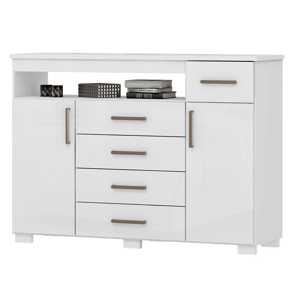 Comoda 5 Gavetas 2 Portas 152 cm OLS CO008 Branco Neve MXM