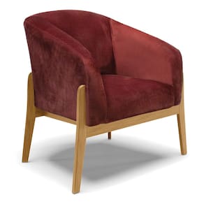 Poltrona Decorativa Base de Madeira Stella Veludo Text Marsala D03 - D`Rossi