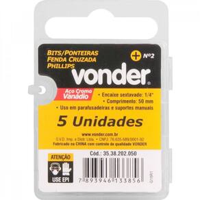 Jogo De Bits/Philips 5Pçs Encaixe 1/4X50Mm N.2 Vonder