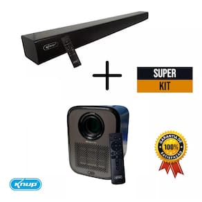 Projetor de Imagens Multimídia - Sistema Operacional Android 9.0 + Soundbar Barra Caixa de Som Home Theater