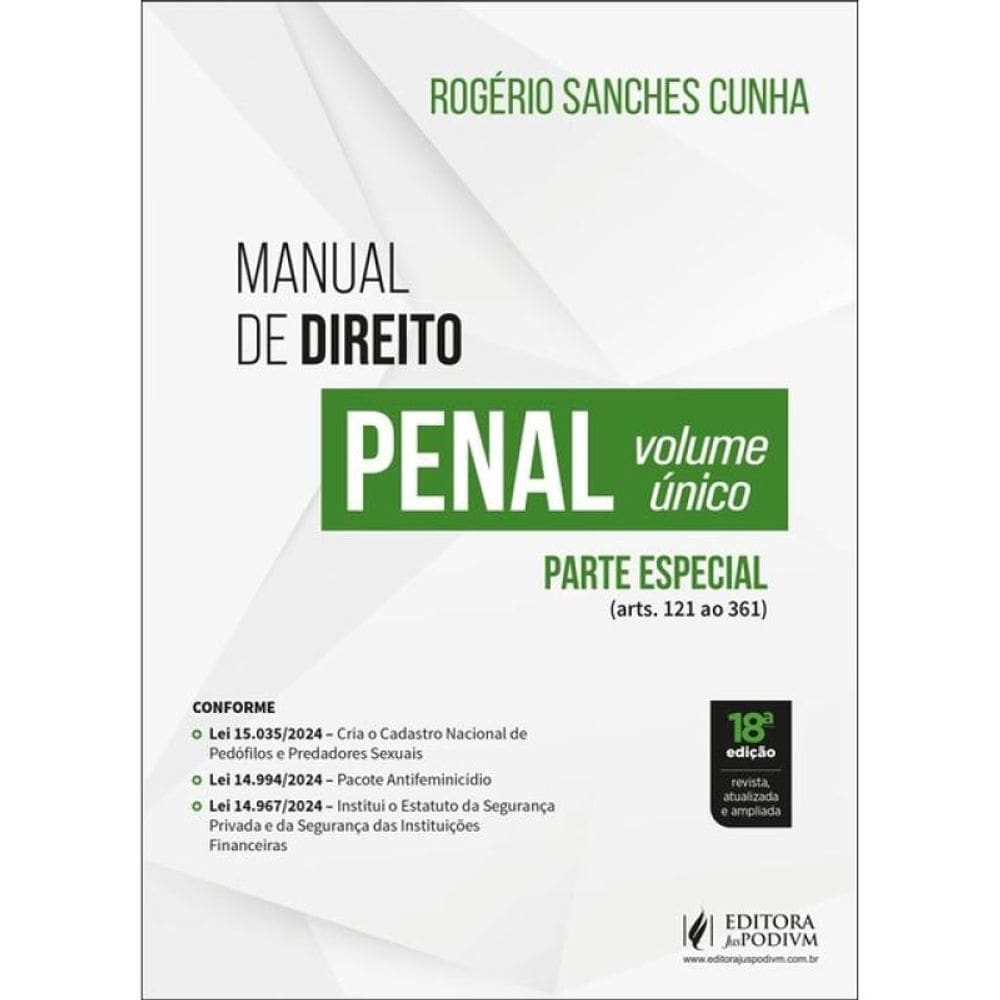 Manual De Direito Penal - Parte Especial - Volume Único - 2025