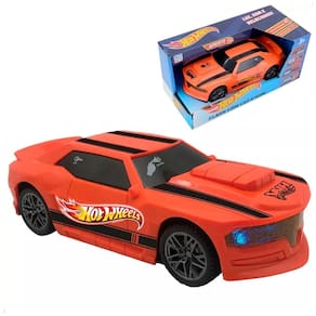 Carrinho Hot Wheels Flash Laranja Com 3 Funções Luzes e Sons - Multikids