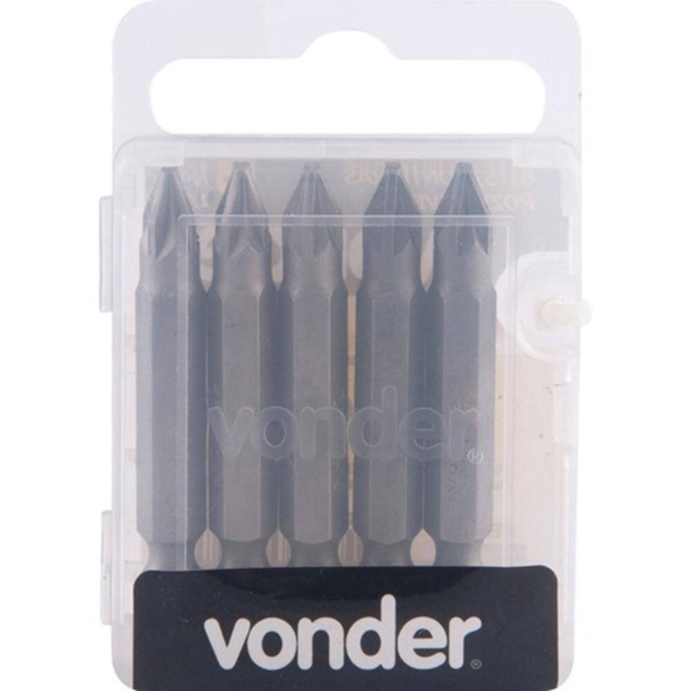 Bits Pozidrive Encaixe 1/4 Pz2 38Mm Com 5 Peças Vonder