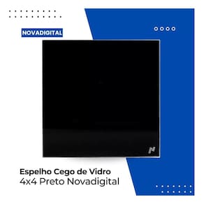 Tampa Espelho Cego Vidro Novadigital C/ Suporte PRETO 4x4