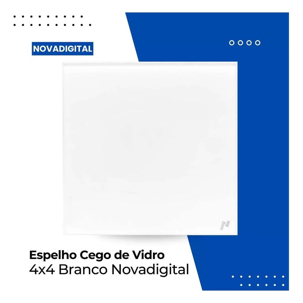 Tampa Espelho Cego Vidro Novadigital C/ Suporte BRANCO 4x4
