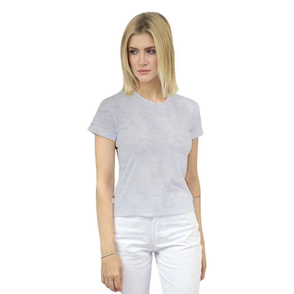 Baby Look Manga Curta Feminina com Elastano - Gola V