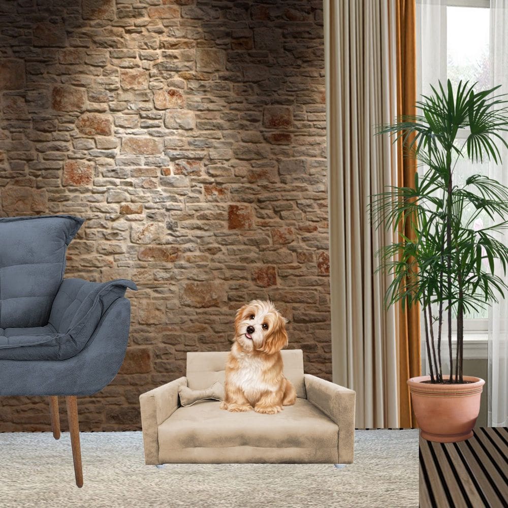 Poltrona Sofazinho Pet Caes e Gatos Porte Medio e Pequeno Bob Capuccino