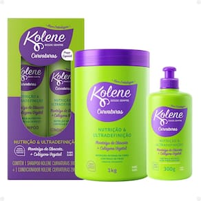 Kit Kolene Curvaturas Nutrição e Ultradefinição: Shampoo 300ml e Condicionador 200ml + Creme de Tratamento e Gel Creme 300g