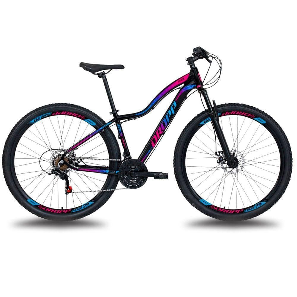 Bicicleta Aro 29 Dropp Alumínio 21 Vel Marchas Freios A Disco Aluminum Azul+rosa 17