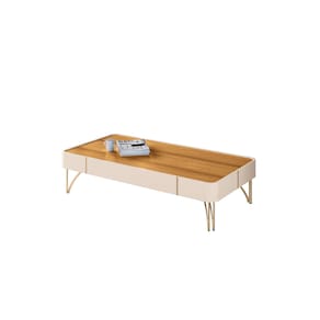 Mesa de Centro Sala Estar Escritório Cadenza Off White /Cinamomo  - Montanaris Decor