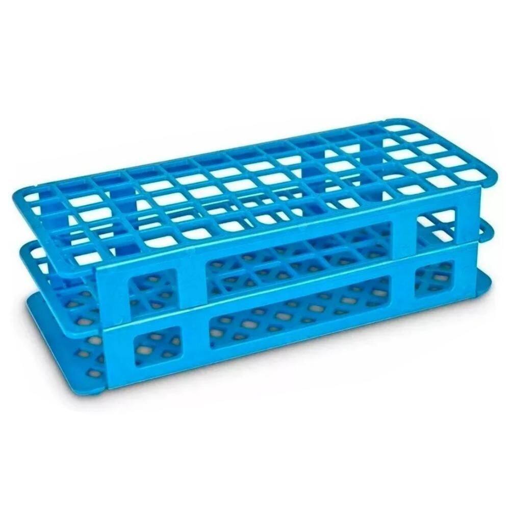 Estante Plástica Cor Azul Com 60 Furos Para Tubos 16Mm