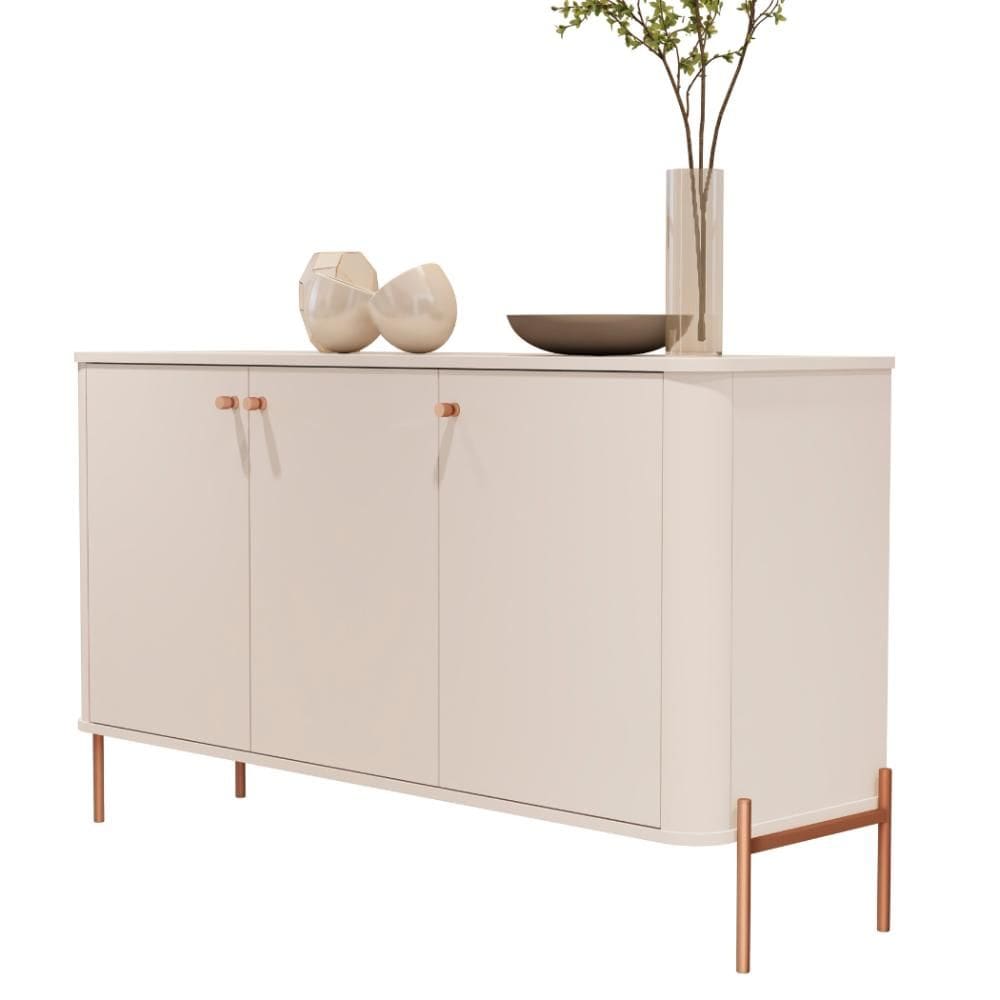 Buffet Tucupí Aparador Sala Off White Bronze JB Bechara