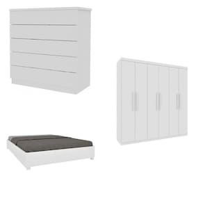 Quarto Casal Completo Guarda-Roupa Lima, Cama Mônaco e Cômoda Premium Espresso Móveis Neve