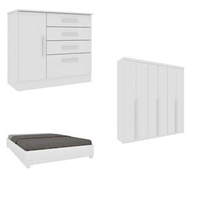 Quarto Casal Completo Guarda-Roupa Milano, Cama Mônaco e Cômoda Chicago Espresso Móveis Neve