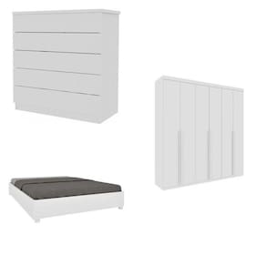 Quarto Casal Completo Guarda-Roupa Milano, Cama Mônaco e Cômoda Premium Espresso Móveis Neve