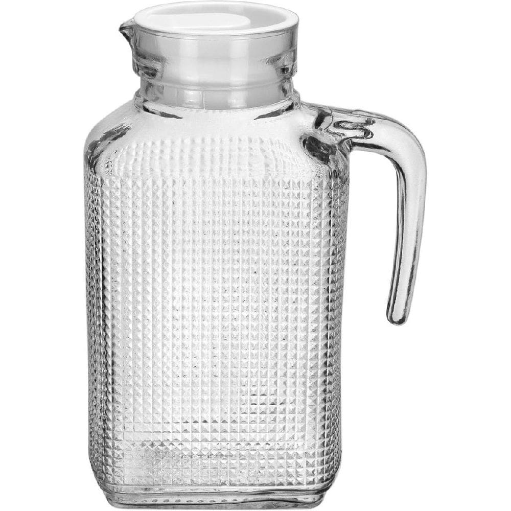 JARRA AGUA SUCO HOME&CO TAMPA BRANCA VIDRO 1,5L 23x12x8cm TRANSPARENTE