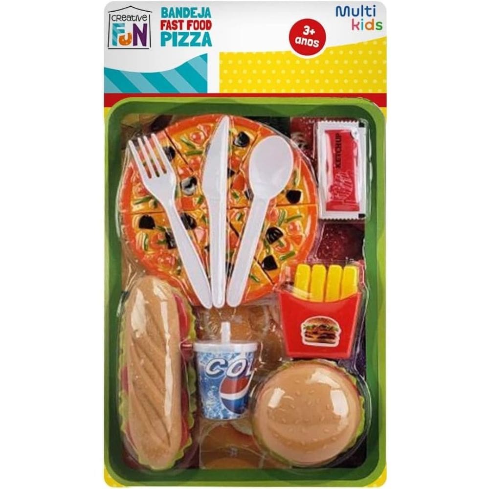 Brinquedo Bandeja Infantil Fast Food Pizza Creative Fun Com Acessórios - Multikids