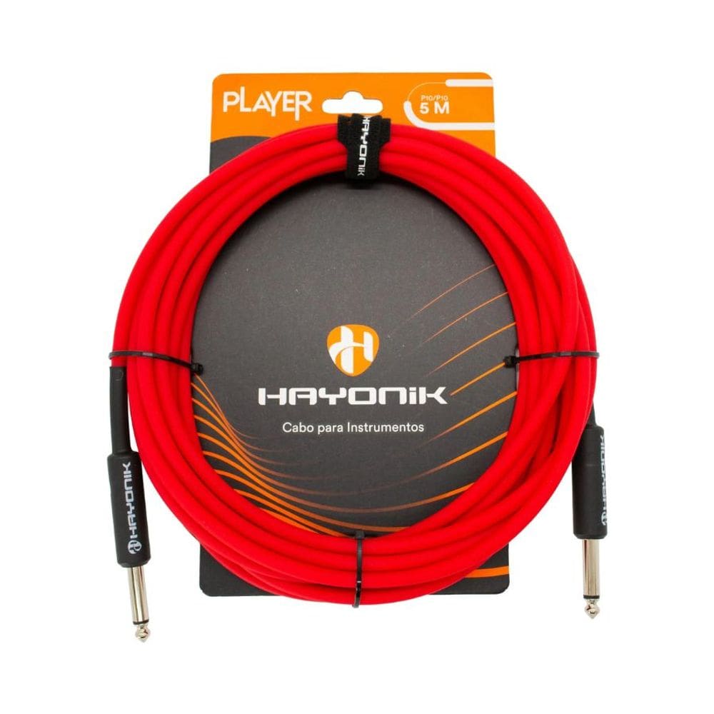 Cabo Para Instrumentos Player P10 x P10 5m Vermelho Hayonik