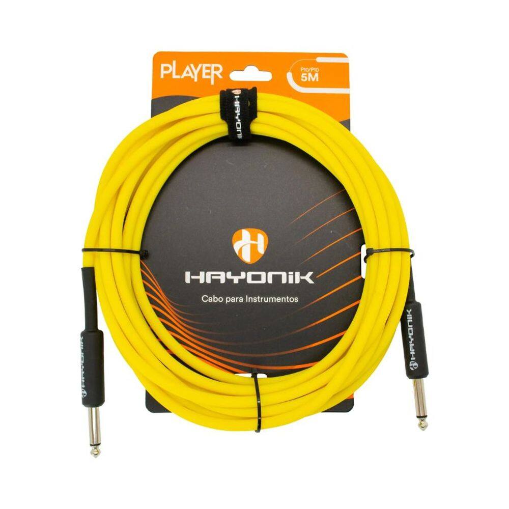 Cabo Para Instrumentos Player P10 x P10 5m Amarelo Hayonik