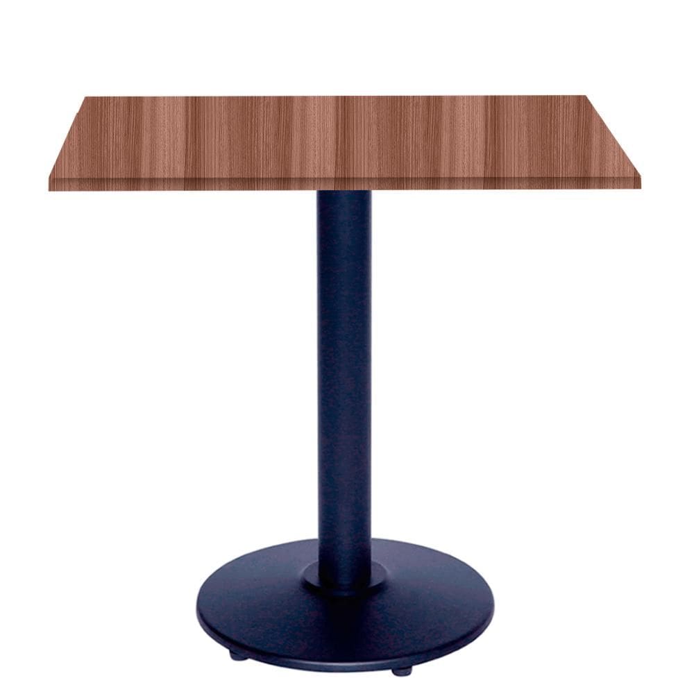 Mesa Zeta Ferro Preto 75 cm (Alt) Disco Redondo Tampo MDP Quadrado 70 cm (Larg) x 2,50 cm (Alt) Walnut