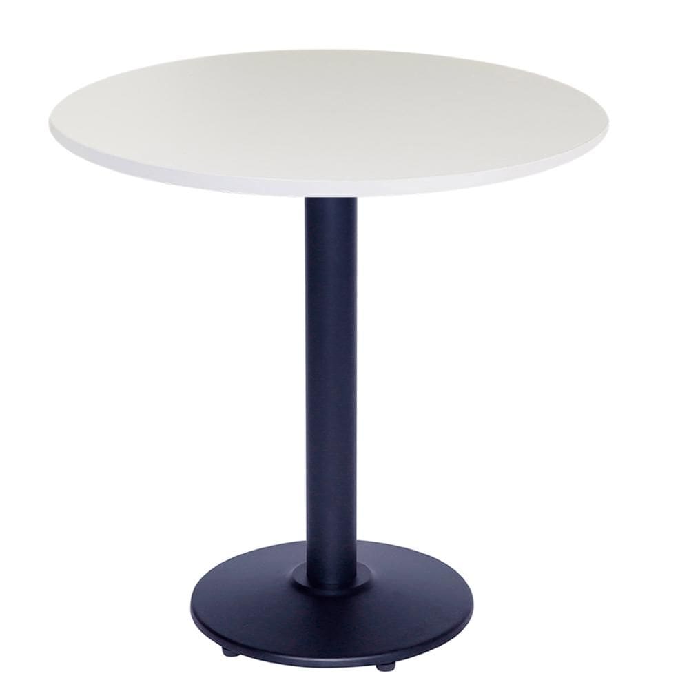 Mesa Zeta Ferro Preto 75 cm (Alt) Disco Redondo Tampo MDP Redondo 70 cm (Larg) x 2,50 cm (Alt) Branco