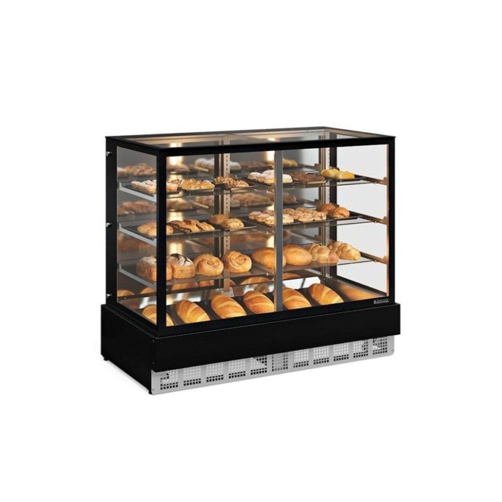 Vitrine Neutra Gelopar 1,50m Linha Gourmet Vidro Reto MGEN-150 PR-Bivolt