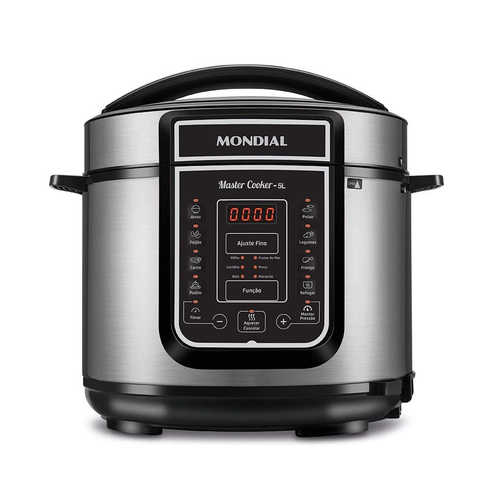 Panela de Pressão Elétrica Digital 5L Mondial 220V 900W Preto/Inox - PE-38