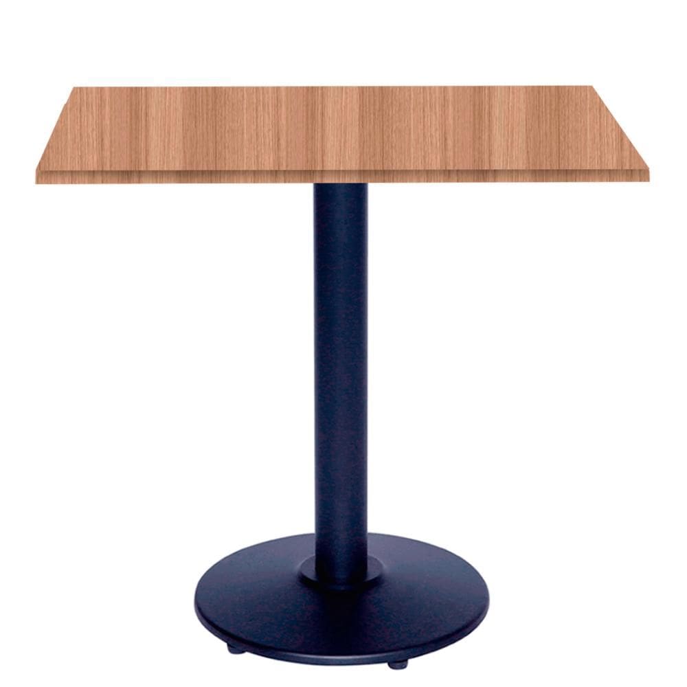 Mesa Zeta Ferro Preto 75 cm (Alt) Disco Redondo Tampo MDP Quadrado 70 cm (Larg) x 2,50 cm (Alt) Noce Nat