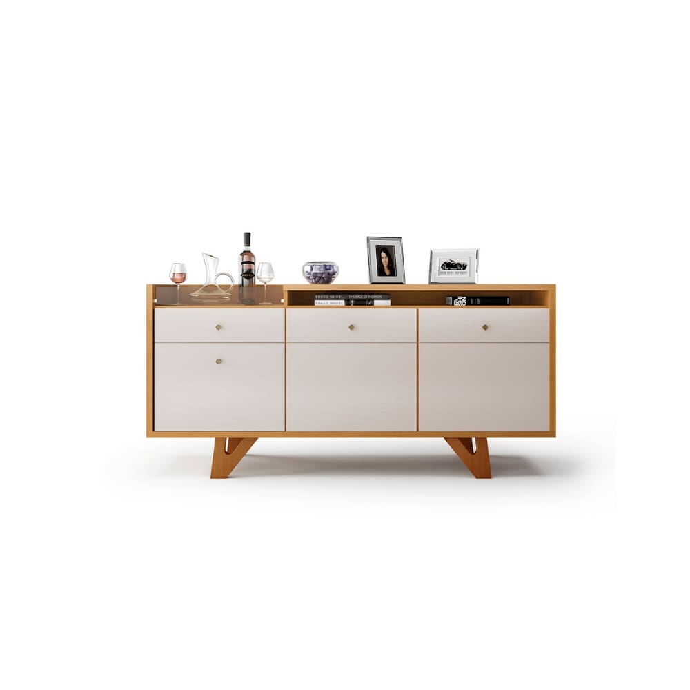 Buffet Aparador para Sala de Jantar Sollare 2 Portas Cinamomo/Off White - Montanaris Decor