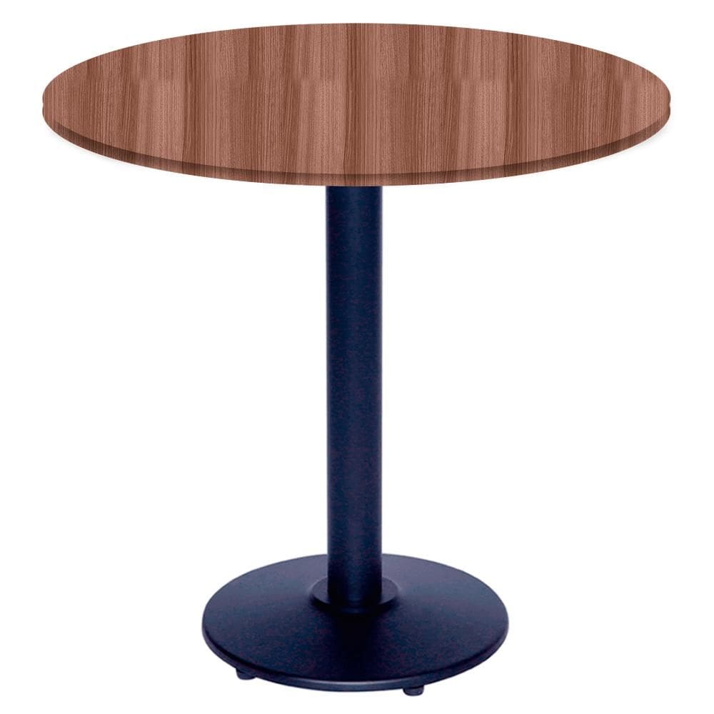 Mesa Zeta Ferro Preto 75 cm (Alt) Disco Redondo Tampo MDP Redondo 70 cm (Larg) x 2,50 cm (Alt) Walnut