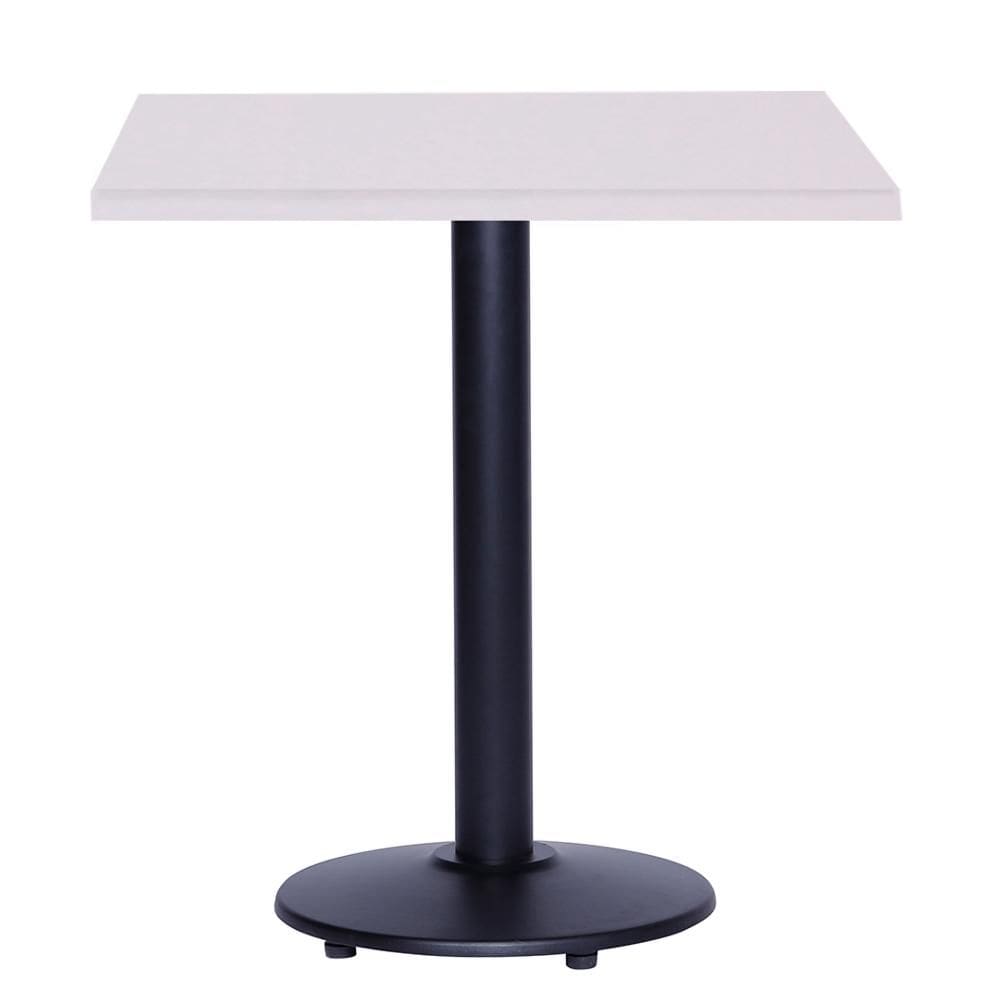 Mesa Zeta Ferro Preto 75 cm (Alt) Disco Redondo Tampo MDP Quadrado 70 cm (Larg) x 2,50 cm (Alt) Branco